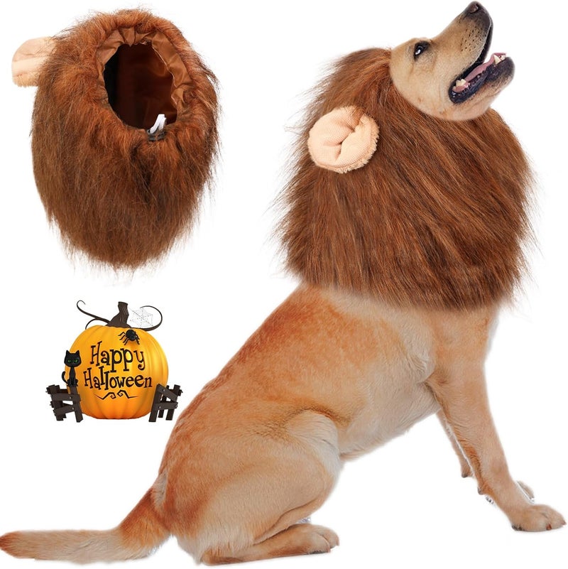 Vivifying Lion Mane for Dog, Adjustable Halloween Lion Costume Wig with Ears for Medium Dogs, Realistic & Funny Accessory Perfect for Parties and Photoshoots (Medium, Brown&Black) - Image 1